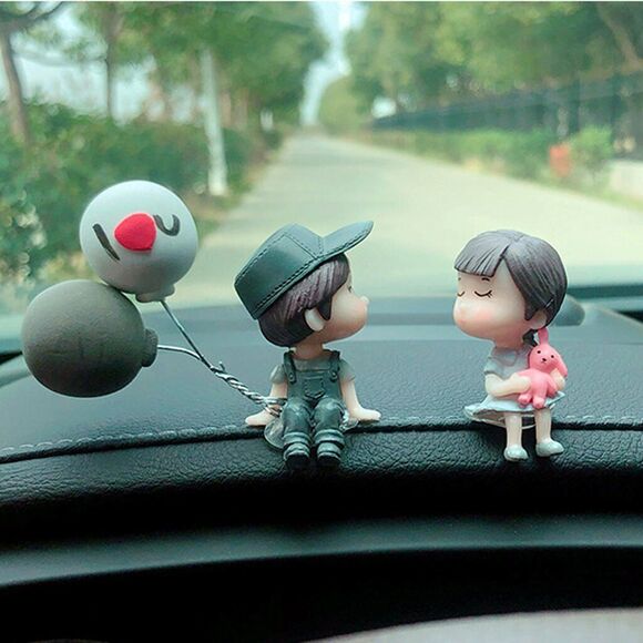 4PCS Cute Cartoon Couples Car Decoration Accessories Romantic Figurines Decor - Picture 9 of 12